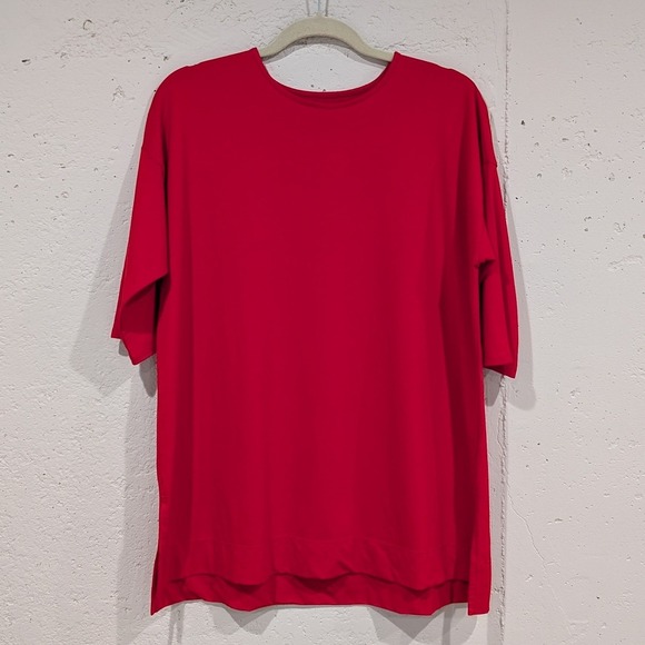 J. Jill Tops - J.Jill Luxe Supima Ballet-Sleeve Tunic Size LP Cotton Blend Red Relaxed Capsule